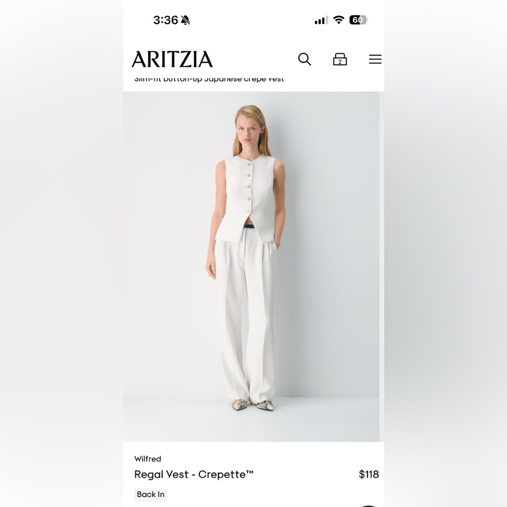Aritzia Wilfred White Button-Up vest